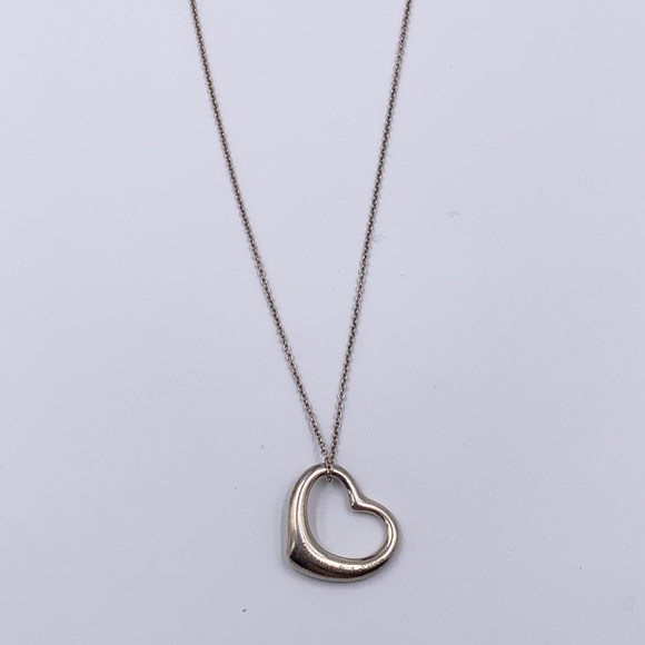 Authentic Tiffany & Co 925 Silver Elsa Peretti Large (27mm) Open Heart Necklace - Picture 2 of 10